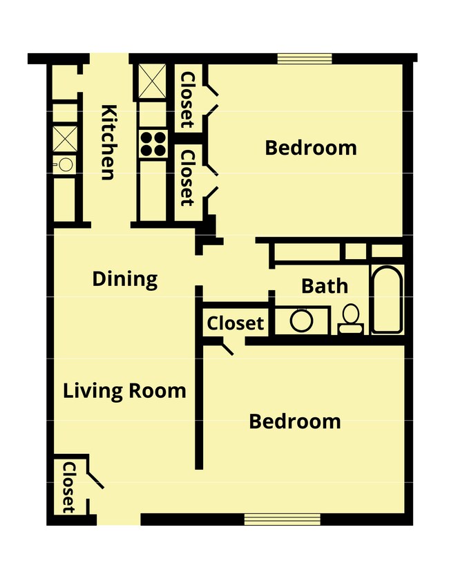 2 Bedroom 1 Bath 2453 floor plan